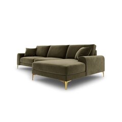 Stūra dīvāns Micadoni Home Larnite 5S-VR, gaiši zaļas/zeltainas krāsas cena un informācija | Stūra dīvāni | 220.lv
