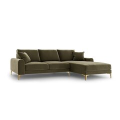Stūra dīvāns Micadoni Home Larnite 5S-VR, gaiši zaļas/zeltainas krāsas cena un informācija | Stūra dīvāni | 220.lv