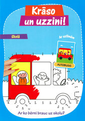 Krāso un uzzzini! Skolā. Ar uzlīmēm cena un informācija | Krāsojamās grāmatas | 220.lv