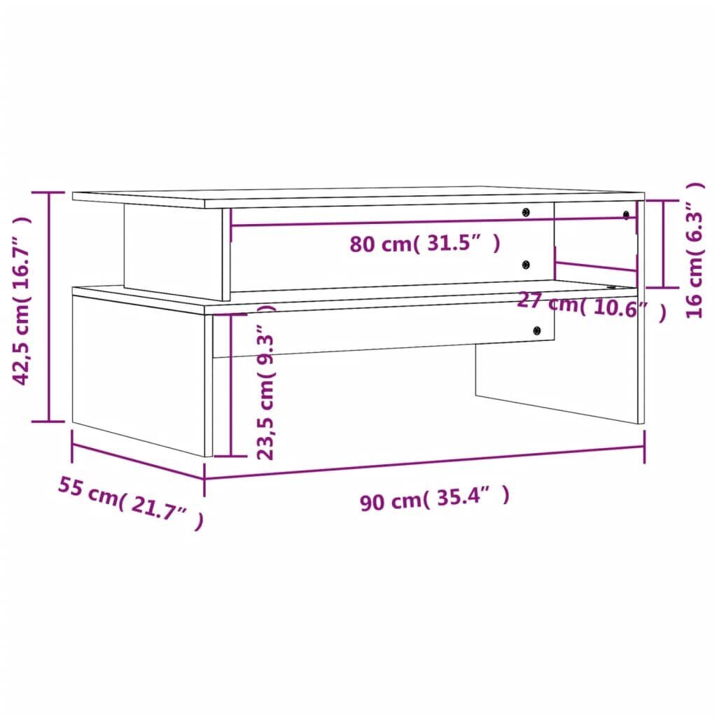 Kafijas galdiņš, melns, 90x55x42,5 cm, inženierijas koks cena un informācija | Žurnālgaldiņi | 220.lv