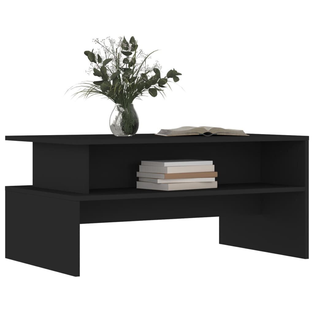 Kafijas galdiņš, melns, 90x55x42,5 cm, inženierijas koks cena un informācija | Žurnālgaldiņi | 220.lv