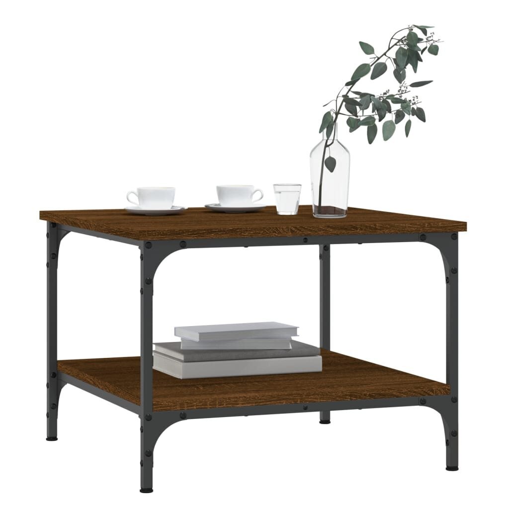 Kafijas galdiņš, ozola krāsa, 55x55x40 cm, inženierijas koks cena un informācija | Žurnālgaldiņi | 220.lv