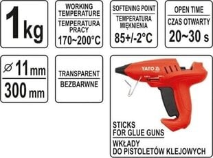 Karstās līmes stienīši 11x300mm bezkrāsaini 1 kg Yato(YT-82431) cena un informācija | Rokas instrumenti | 220.lv