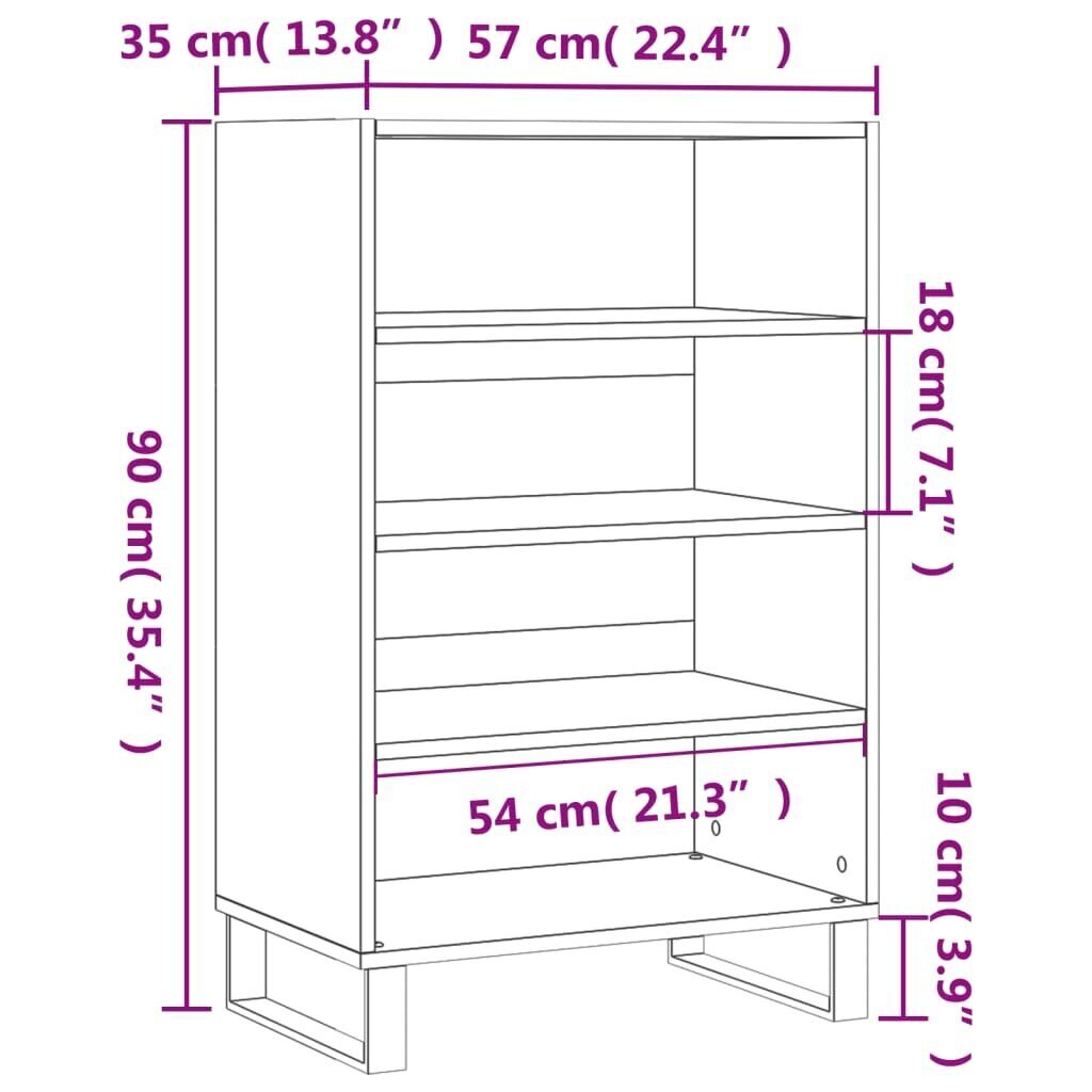 Augstais skapītis, melns, 57x35x90 cm, inženierijas koks cena un informācija | Kumodes | 220.lv