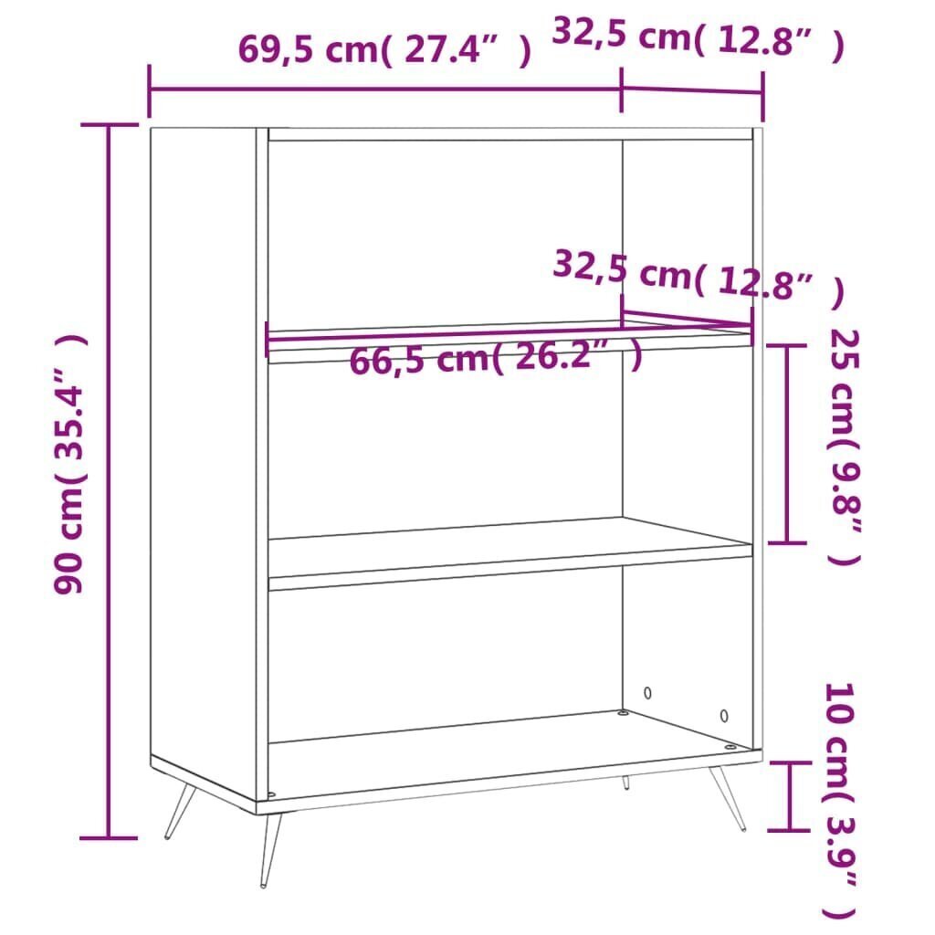 Grāmatplaukts, brūns, 69,5x32,5x90 cm, inženierijas koks цена и информация | Plaukti | 220.lv