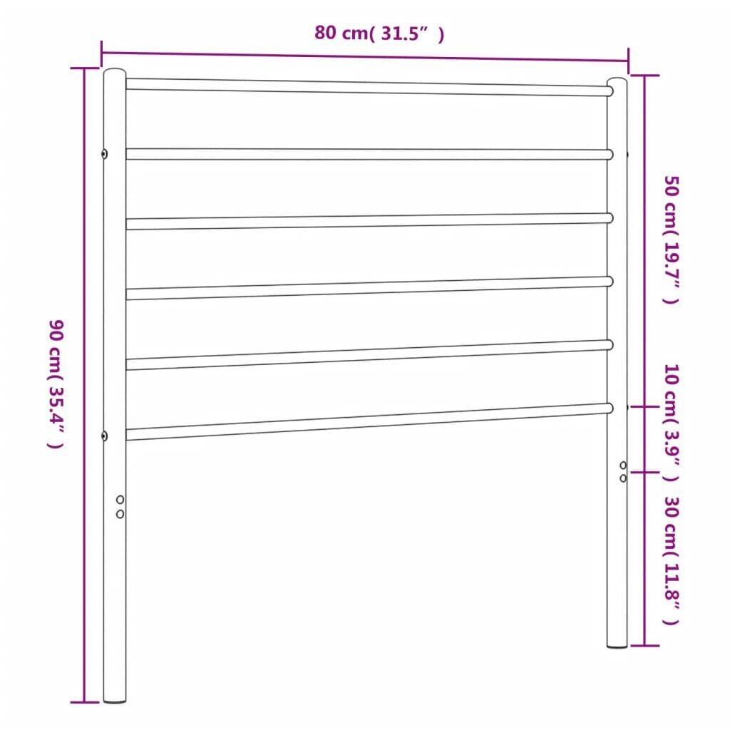 Gultas galvgalis, balts, metāls, 75 cm cena un informācija | Gultas | 220.lv