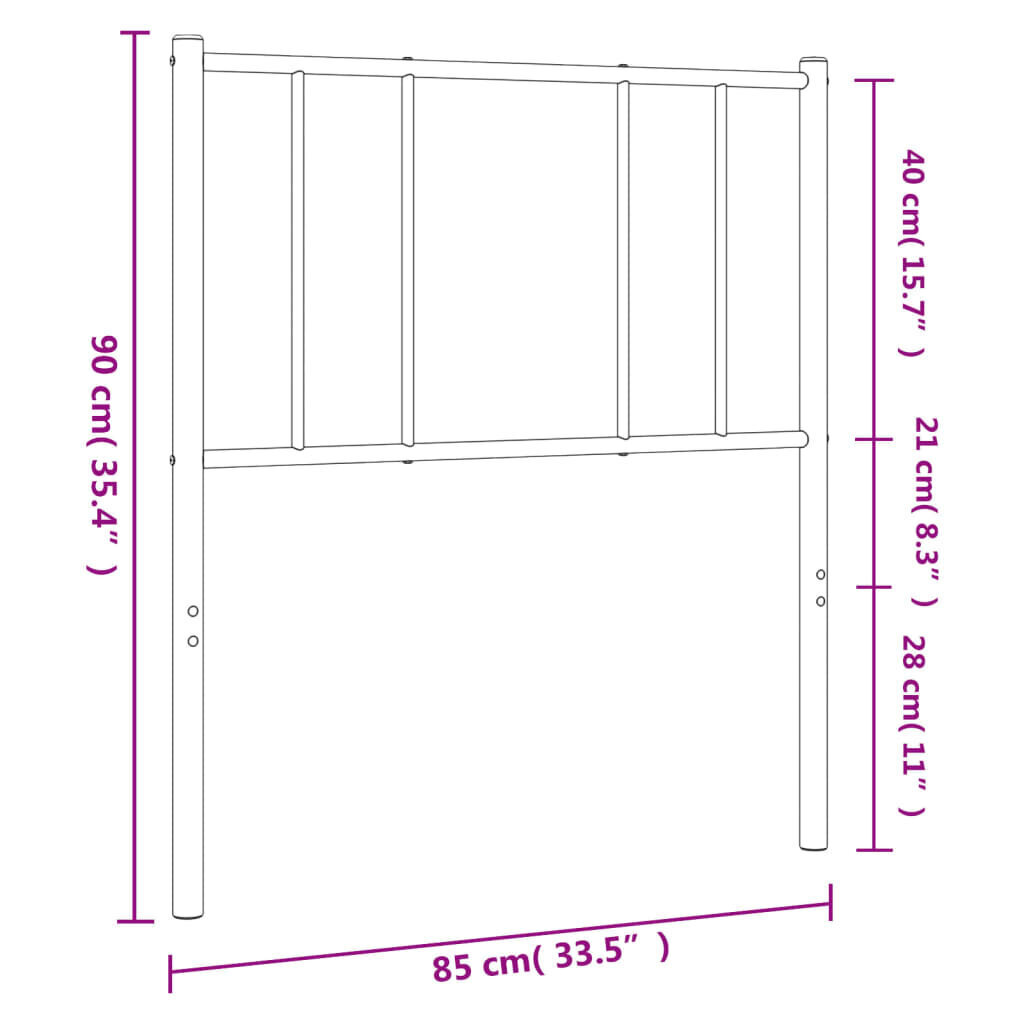 Gultas galvgalis, metāls, balts, 80 cm cena un informācija | Gultas | 220.lv