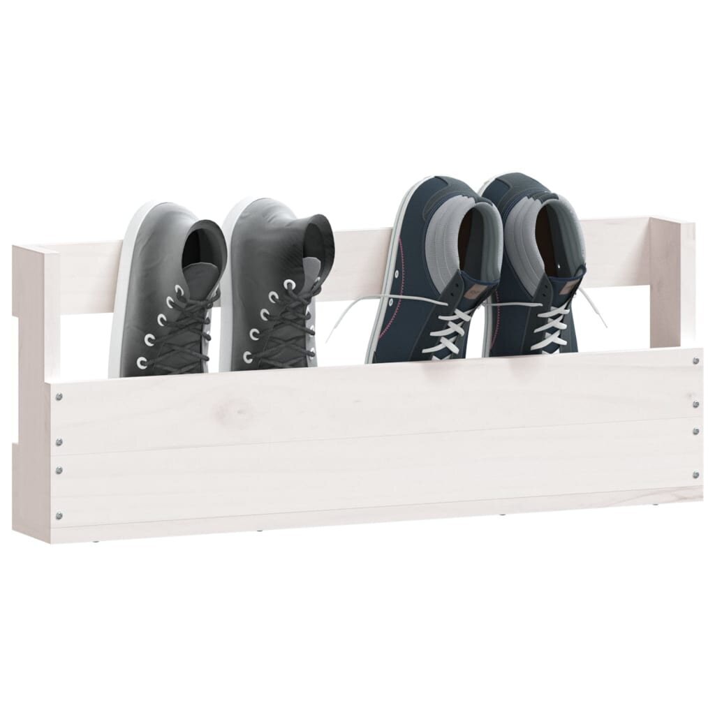 Sienas apavu plaukti, 2 gab., balti, 59x9x23 cm, priedes koks cena un informācija | Apavu skapji, apavu plaukti, priekšnama soliņi | 220.lv
