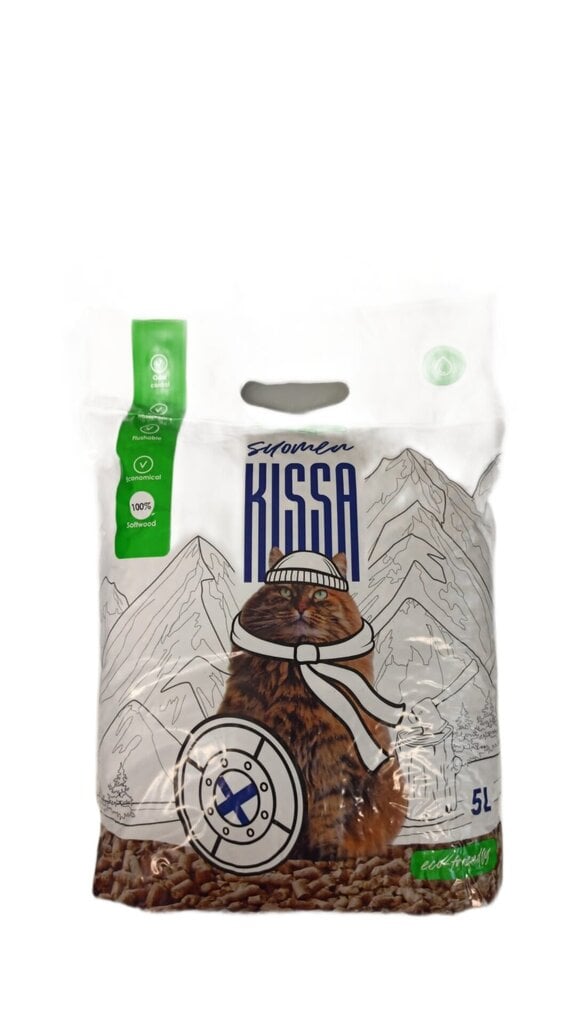 Koksnes granulu pildviela "Suomen Kissa" 5L / 3KG cena un informācija | Smiltis un pakaiši | 220.lv