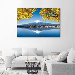 Glezniecība uz audekla, Fudzi kalns, ezers un dzeltenas lapas цена и информация | Картины | 220.lv