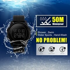Мужские цифровые часы для военных спортивных часов для мужчин, резиновая резина Big Face 50 м с бернильной черной от FunkyTop B06XFYDZWZ цена и информация | Мужские часы | 220.lv