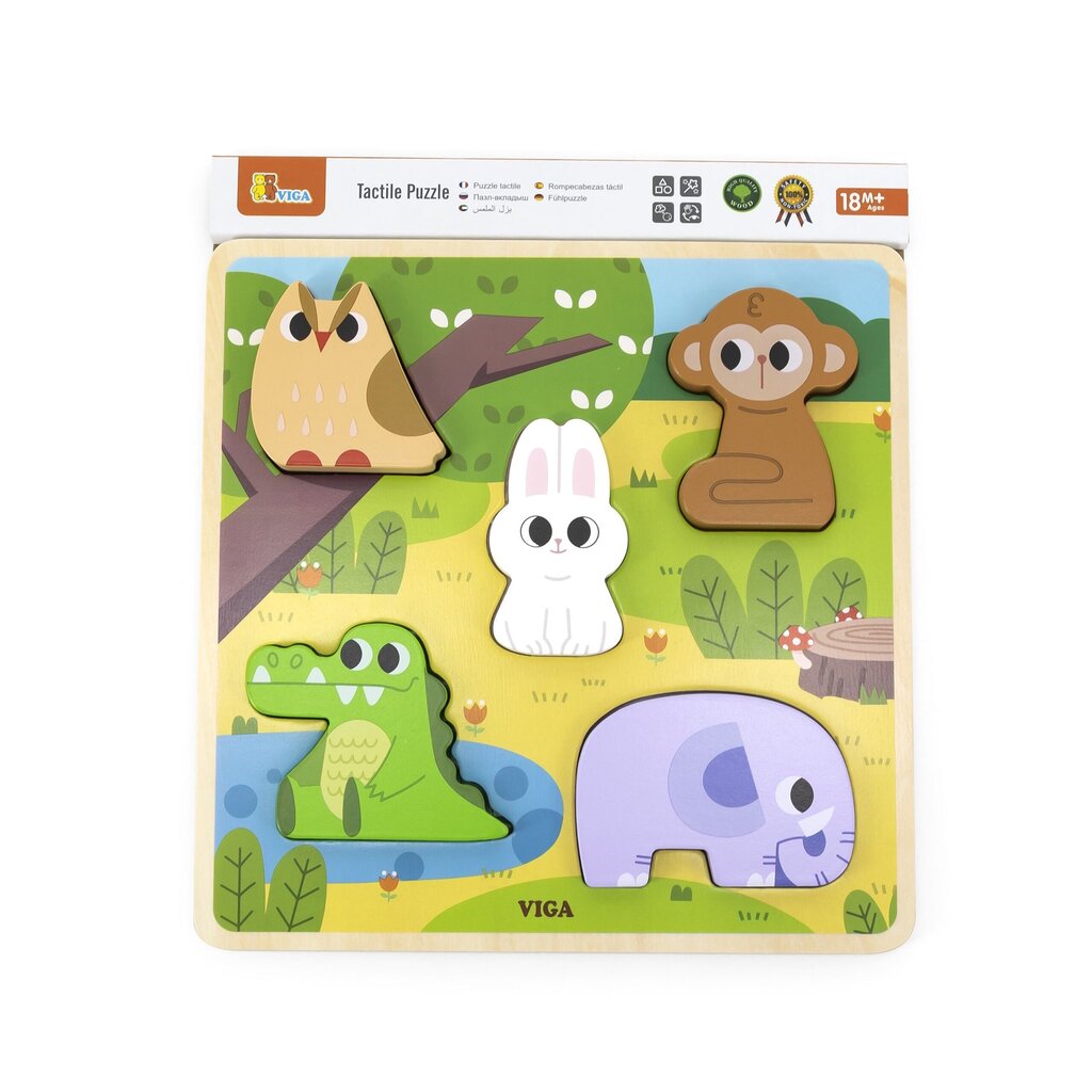 VIGA koka puzle Meža dzīvnieku mīkla cena un informācija | Rotaļlietas zīdaiņiem | 220.lv