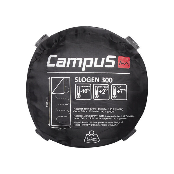 Guļammaiss Campus Slogen 300 L, 190 x 75 x 75 cm, melns/sarkans cena un informācija | Guļammaisi | 220.lv