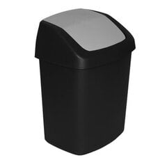 Ведро для мусора Swing Top 15 л черное/серебристое цена и информация | Мусорные баки | 220.lv