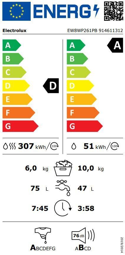 Electrolux EW8WP261PB цена и информация | Veļas mašīnas | 220.lv