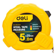 Рулетка стальная Deli Tools EDL9025Y, 5 м/25 мм (желтая) цена и информация | Механические инструменты | 220.lv