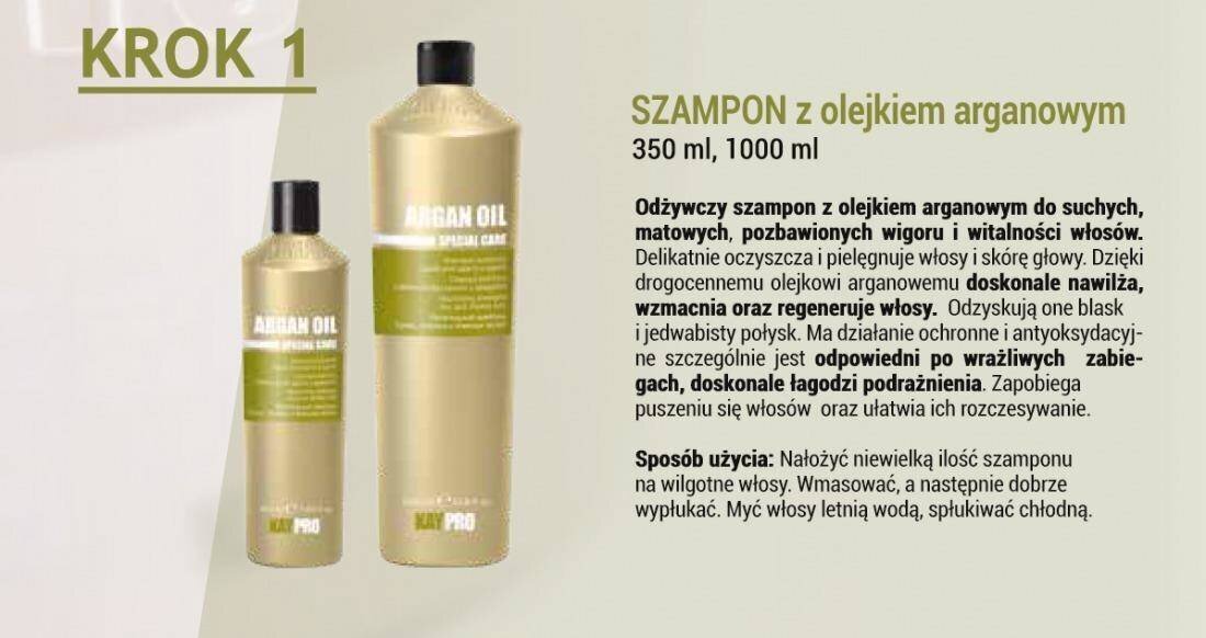Barojošs šāmpūns ar argana eļļu sausiem, blāviem, nedzīviem matiem KayPro, 1000 ml cena un informācija | Šampūni | 220.lv