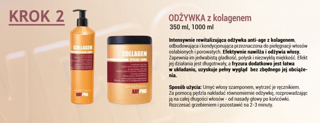 Pretnovecošanās kondicionieris ar kolagēnu nobriedušiem, porainiem, novājinātiem matiem KayPro, 350 ml cena un informācija | Matu kondicionieri, balzāmi | 220.lv