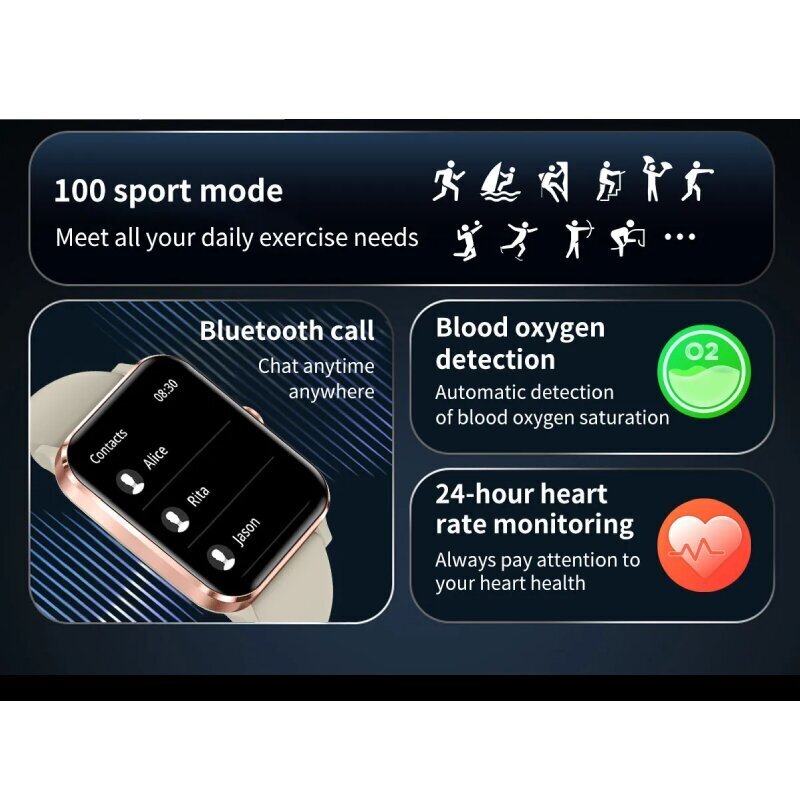 Viedais pulkstenis Tomaz Sport VD3, ekrāns 1,83", melns cena un informācija | Viedpulksteņi (smartwatch) | 220.lv