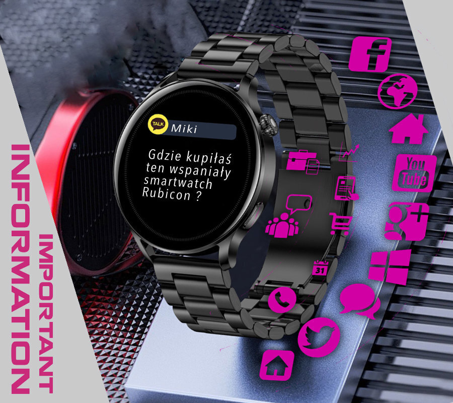 Rubicon RNCE81 Black cena un informācija | Viedpulksteņi (smartwatch) | 220.lv