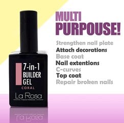 Hibrīda nagu laka La Rosa 7 in1 Builder Gel Dark Beige UV/LED, 15 ml cena un informācija | Nagu lakas, stiprinātāji | 220.lv