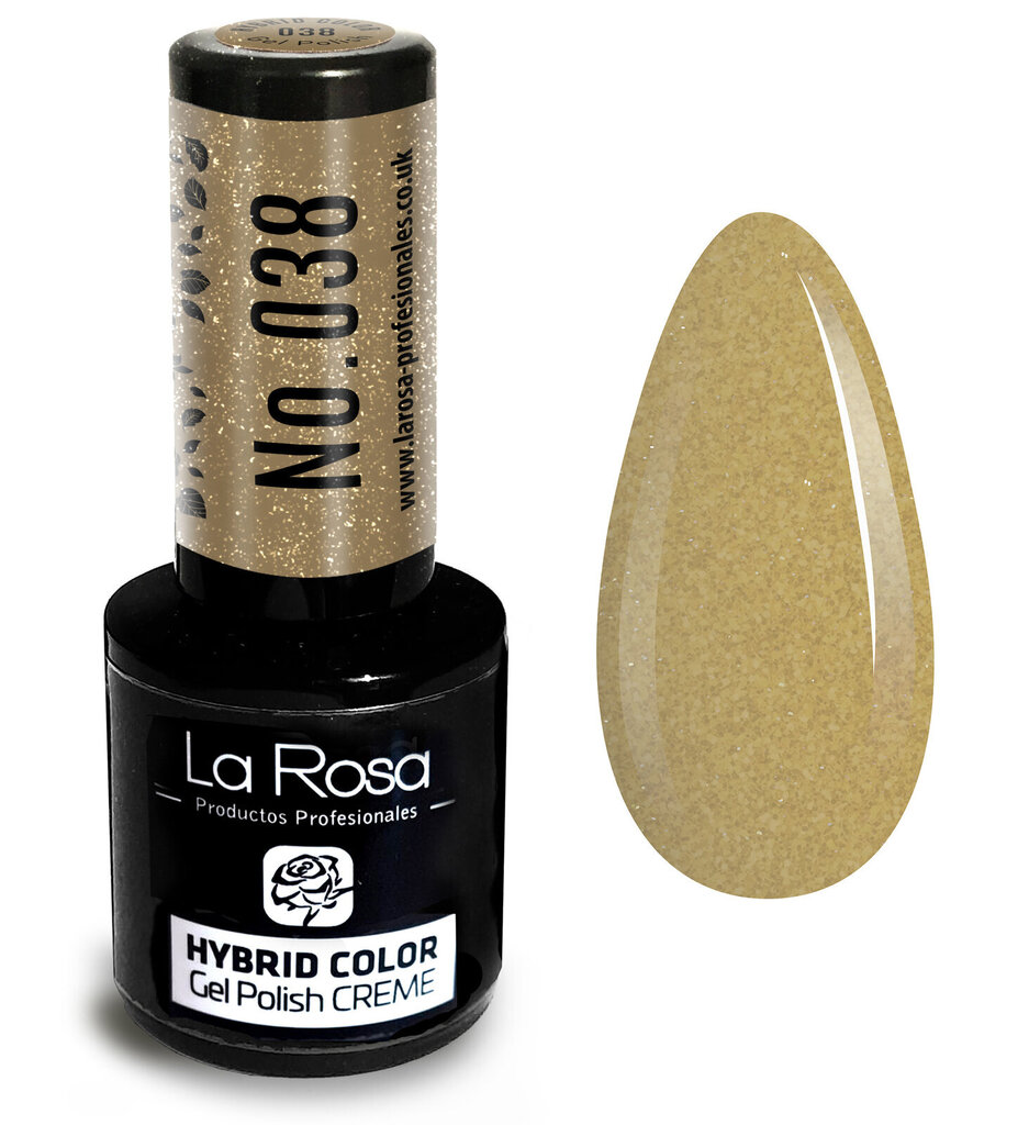 Hibrīda nagu laka La Rosa 038 Gold, 9 ml cena un informācija | Nagu lakas, stiprinātāji | 220.lv