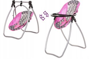 Leļļu barošanas krēsls Doris, pelēks/rozā цена и информация | Игрушки для девочек | 220.lv