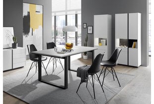 Pusdienu galds Caio 160 x 80 cm balts ar melnām kājām cena un informācija | Virtuves galdi, ēdamgaldi | 220.lv
