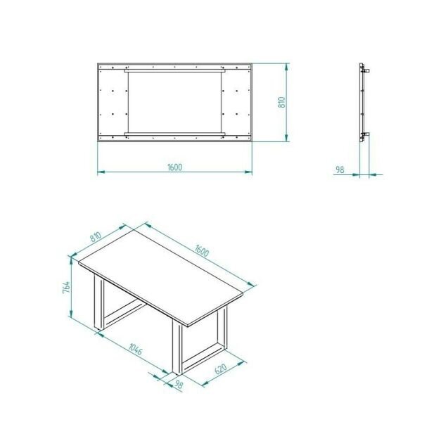 Pusdienu galds Caio 160 x 80 cm balts ar melnām kājām cena un informācija | Virtuves galdi, ēdamgaldi | 220.lv