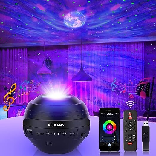 Zvaigžņotās debess LED projektors Kedemas, BL-XK09, RGB, 8W, 5V, melns цена и информация | Galda lampas | 220.lv