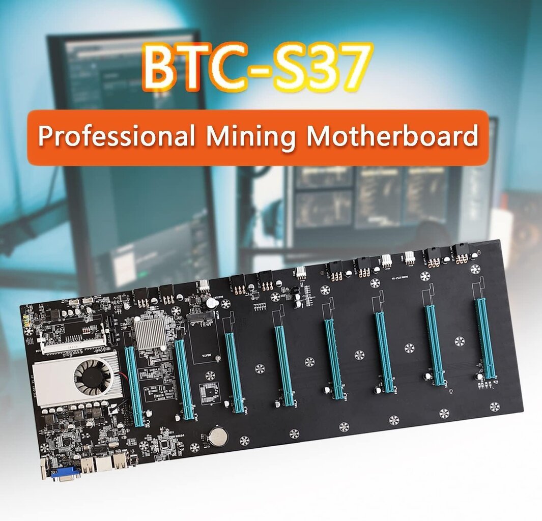 Mining mātesplate BTC-S37 PNGOS , DDR3 SODIMM 8 x PCIE 16X grafiskā karte , VGA + HDMI cena un informācija | Mātesplates | 220.lv