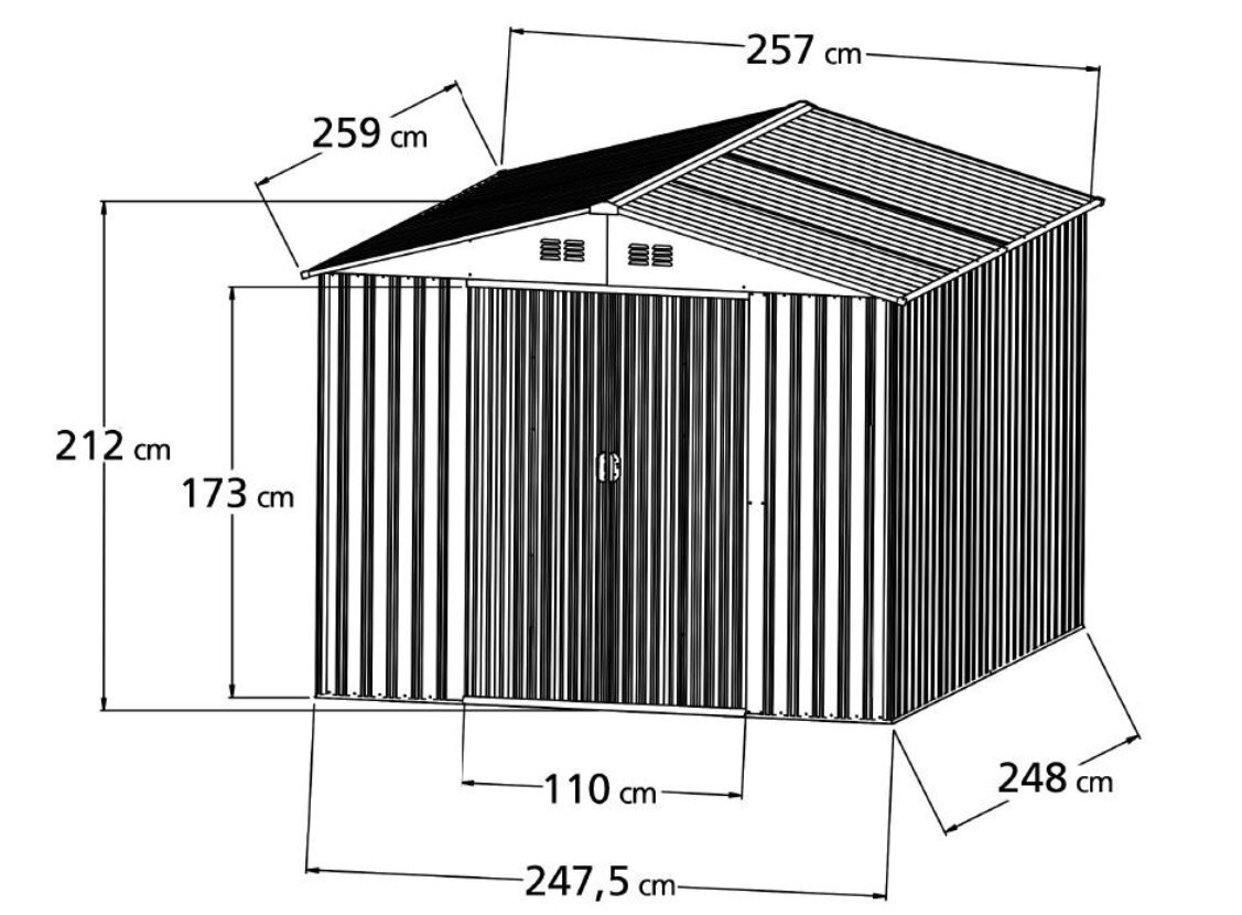 Dārza novietne Hecht 2,47 x 2,48 m HECHT 8X8 PLUS cena un informācija | Dārza mājiņas, šķūņi, malkas nojumes | 220.lv