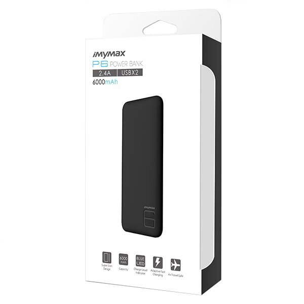 iMYMAX P6 Power Bank 6000mAh цена и информация | Lādētāji-akumulatori (Power bank) | 220.lv