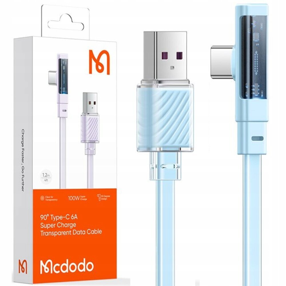 USB-C kabelis, Stūra, Jaudīgs, Ļoti ātrs, Mcdodo, 100 W, 1,8 m, zils cena un informācija | Savienotājkabeļi | 220.lv