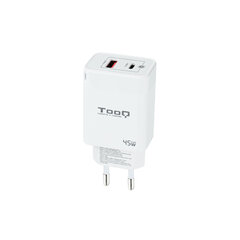 Сетевое зарядное устройство TooQ TQWC-GANQCPD45WT 45 W цена и информация | Зарядные устройства для телефонов | 220.lv