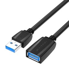 Удлинительный кабель USB 3.0, штекер USB — гнездо USB, Vention, 2 м (черный) цена и информация | Адаптеры и USB разветвители | 220.lv