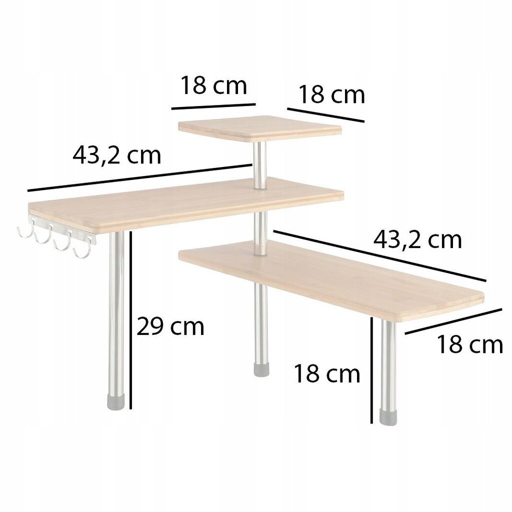 Stūra virtuves plaukti 43x38cm цена и информация | Virtuves furnitūra | 220.lv