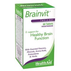Uztura bagātinātājs HealthAid Brain-vit, 60tab. cena un informācija | Vitamīni, preparāti, uztura bagātinātāji labsajūtai | 220.lv