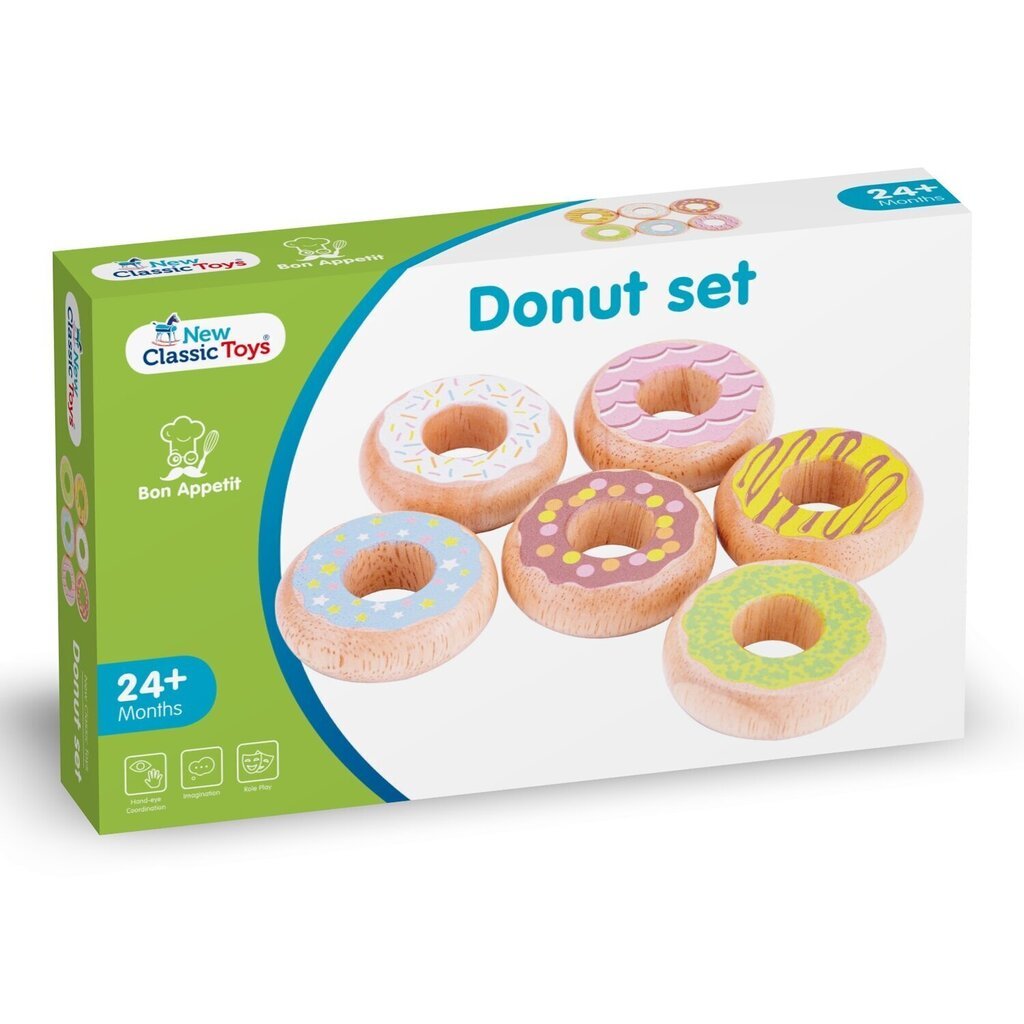 Spēļu komplekts Donuts Donuts New Classic Toys 10629, 6 gab цена и информация | Rotaļlietas zīdaiņiem | 220.lv