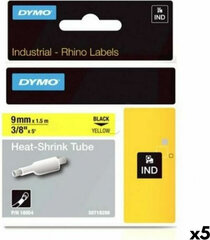 Комплект термоусадочной трубки Rhino Dymo ID1-9 9 x 1,5 mm Чёрный Жёлтый (5 штук) цена и информация | Аксессуары для принтера | 220.lv