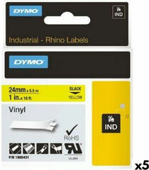 Комплект термоусадочной трубки Rhino Dymo ID1-24 24 x 1,5 mm Чёрный Белый (5 штук) цена и информация | Аксессуары для принтера | 220.lv