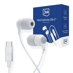 Наушники 3mk Wired Earphones USB-C белые цена и информация | Наушники | 220.lv