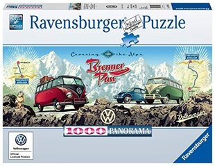 Ravensburger mīkla Šķērso Alpus ar VW! 1000p 15102 cena un informācija | Puzles, 3D puzles | 220.lv