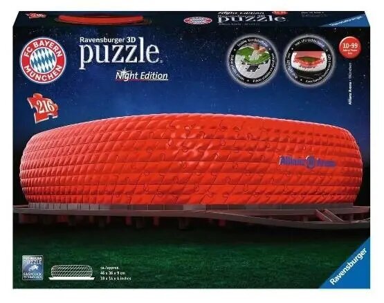 Ravensburger 3D Puzzle nakts izdevums: Allianz Arena, 216 gab., 12530 cena un informācija | Puzles, 3D puzles | 220.lv