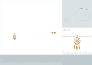 Цепочка на ногу с золотым покрытием 750°, 25 см, произведено во Франции цена и информация | Женские браслеты | 220.lv