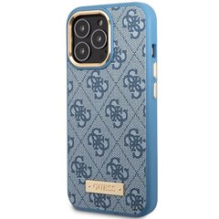 Guess GUHMP14XU4GPRB iPhone 14 Pro Max 6,7" niebieski|blue hard case 4G Logo Plate MagSafe цена и информация | Чехлы для телефонов | 220.lv