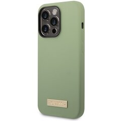 Guess GUHMP14XSBPLA iPhone 14 Pro Max 6.7" zielony|khaki hard case Silicone Logo Plate MagSafe cena un informācija | Telefonu vāciņi, maciņi | 220.lv
