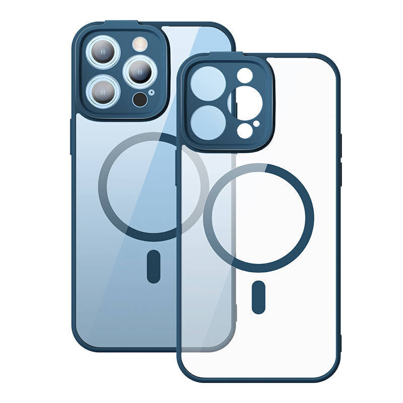 Baseus Baseus Frame caurspīdīgs magnētiskais korpuss un rūdīta stikla komplekts iPhone 14 Pro Max (zils) cena un informācija | Telefonu vāciņi, maciņi | 220.lv