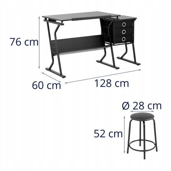 Zīmēšanas galds ar krēslu Fromm&Starck Star_Desk_39, 128x60x76 cm, melns цена и информация | Datorgaldi, rakstāmgaldi, biroja galdi | 220.lv