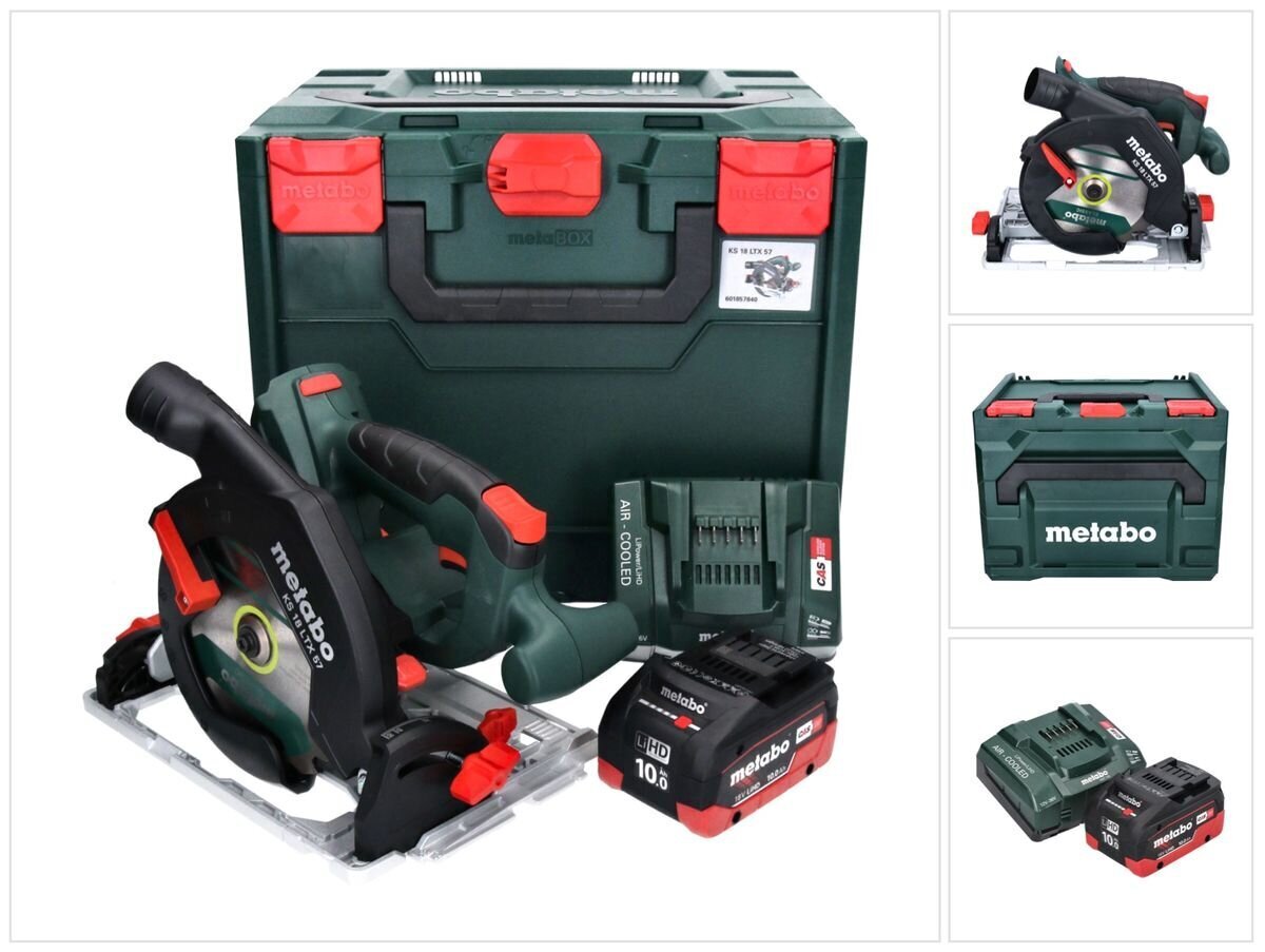 Akumulatora ripzāģis Metabo KS 18 LTX 57, 18 V 165 mm + 1x akumulators 10,0 Ah + lādētājs + metaBOX cena un informācija | Zāģi, ripzāģi | 220.lv